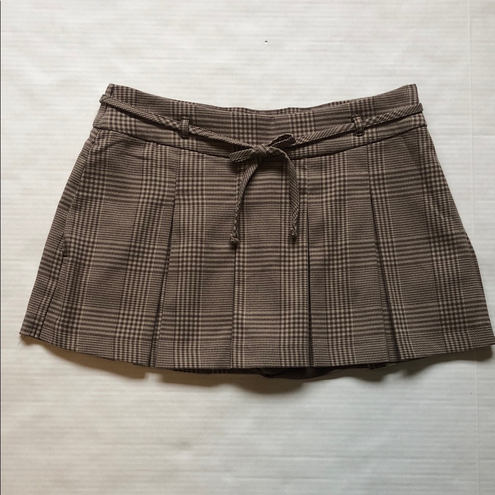 Hollister Plaid Brown Mini Skort Size M